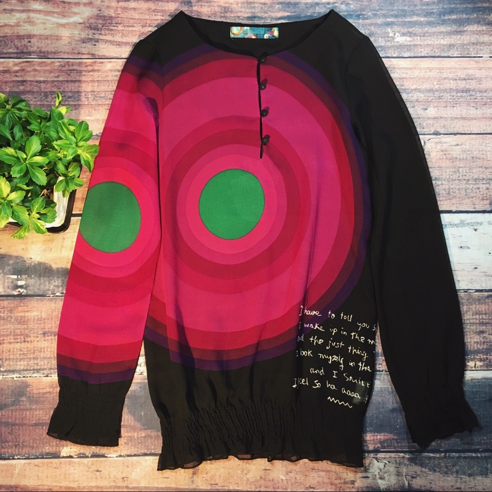 🌻SOLD🌻Desigual Elisabeth Sheer Blouse - Picture 1 of 8